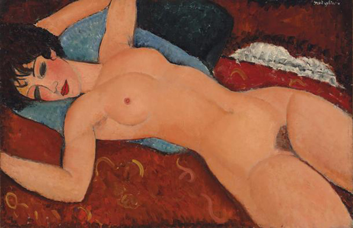 nud culcat tablou Tabloul Nud culcat, vandut cu 170,4 milioane de dolari, record absolut pentru operele lui   Modigliani !